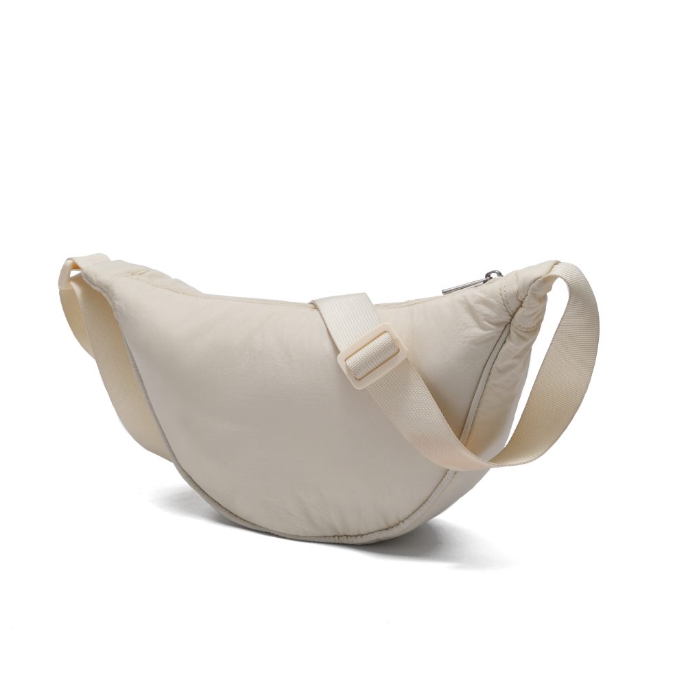 Beige Lightweight Puffy Casual Crescent Crossbody Bag