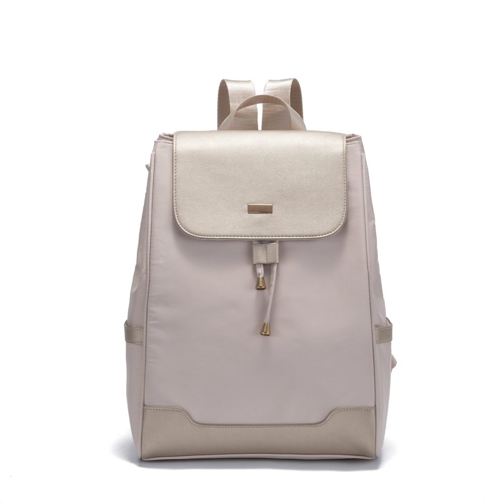 Beige Nylon & Leather  Backpack