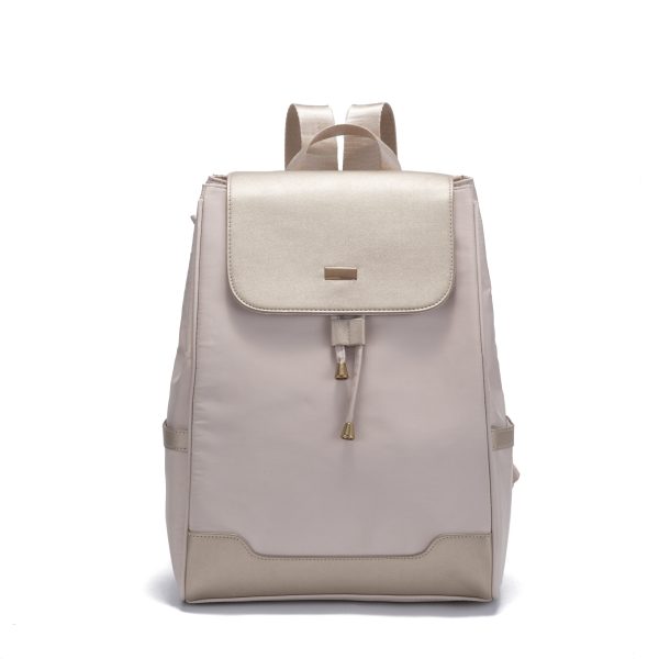 Beige Nylon & Leather  Backpack