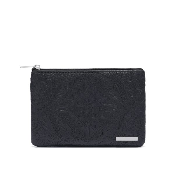 Black Embossed Floral Zip Pouch Black Embossed Floral Zip Pouch