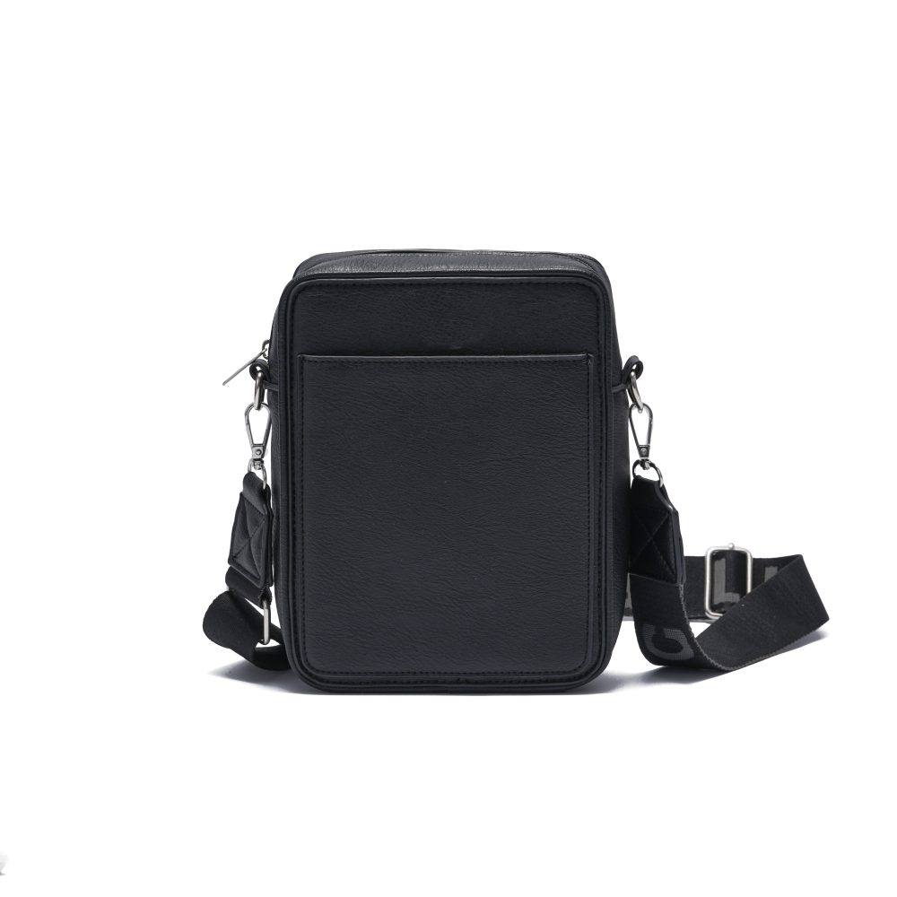 Black Faux Leather Men's Crossbody Bag
