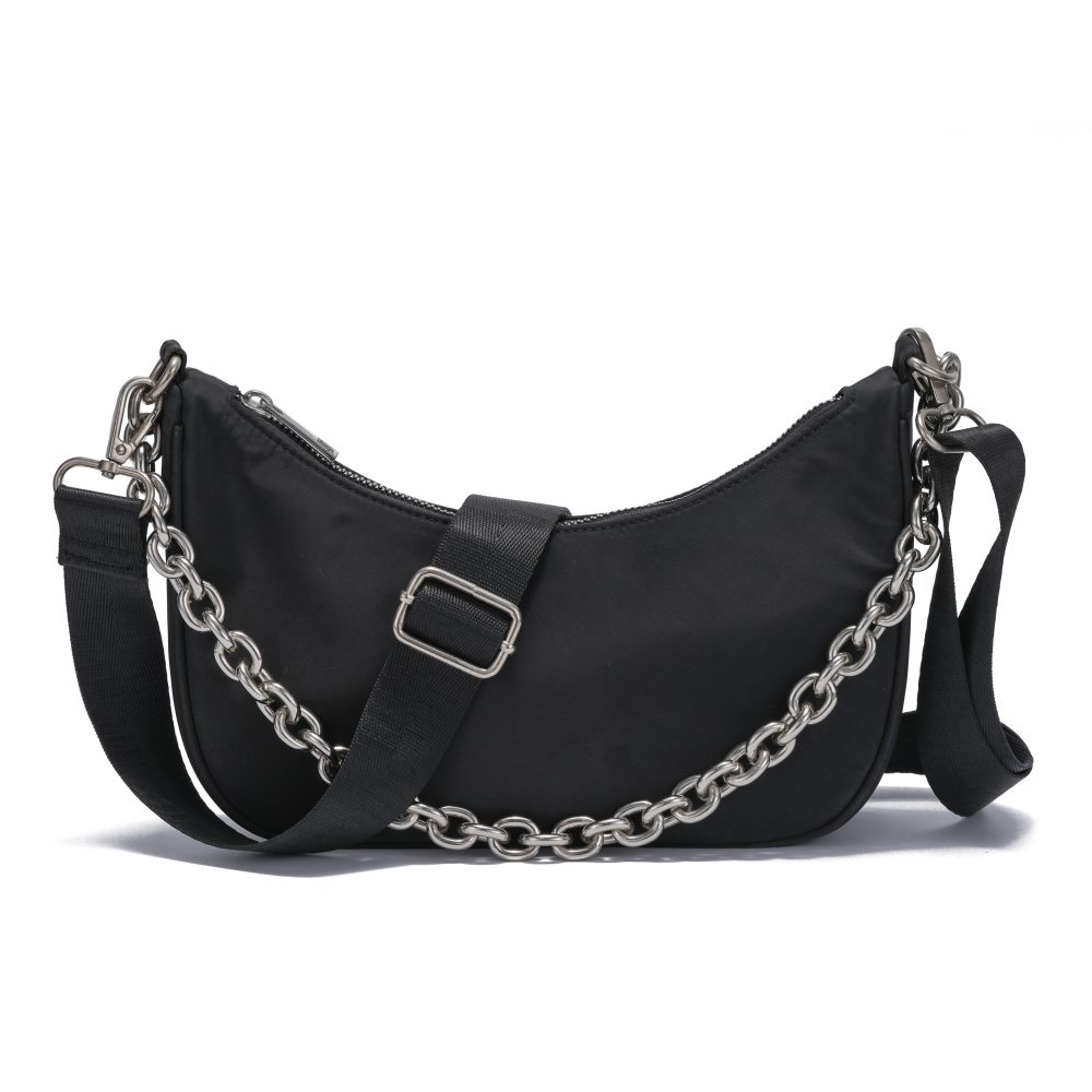 Black Nylon Crescent Chain Bag