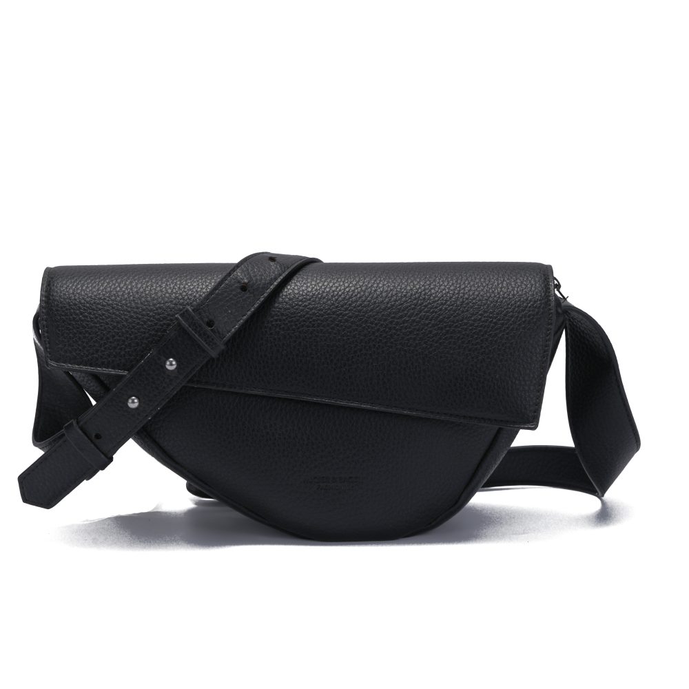 Black Pebbled Flap Saddle Bag Black Pebbled Flap Saddle Bag