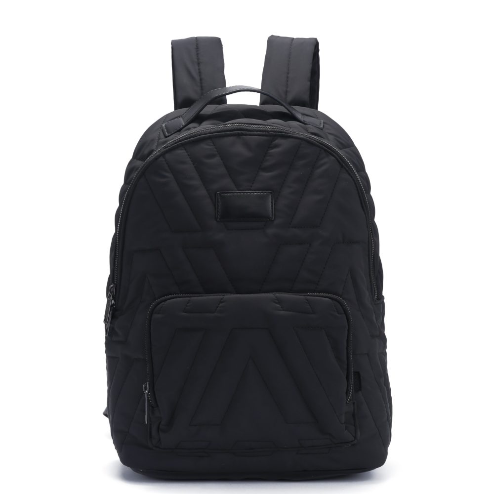 Black Quilted Lightweight Puffy Backpack