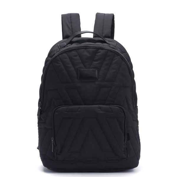 Black Quilted Lightweight Puffy Backpack