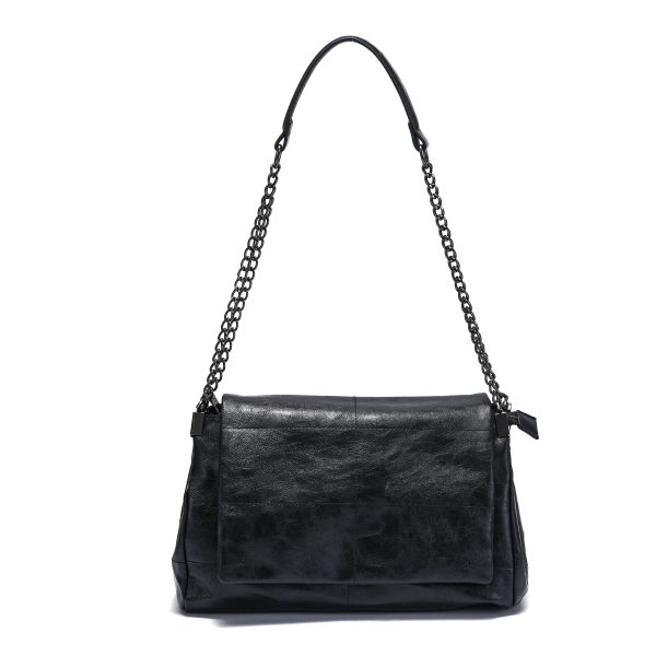 Black Vintage Leather Chain Crossbody Bag Black Vintage Leather Chain Crossbody Bag
