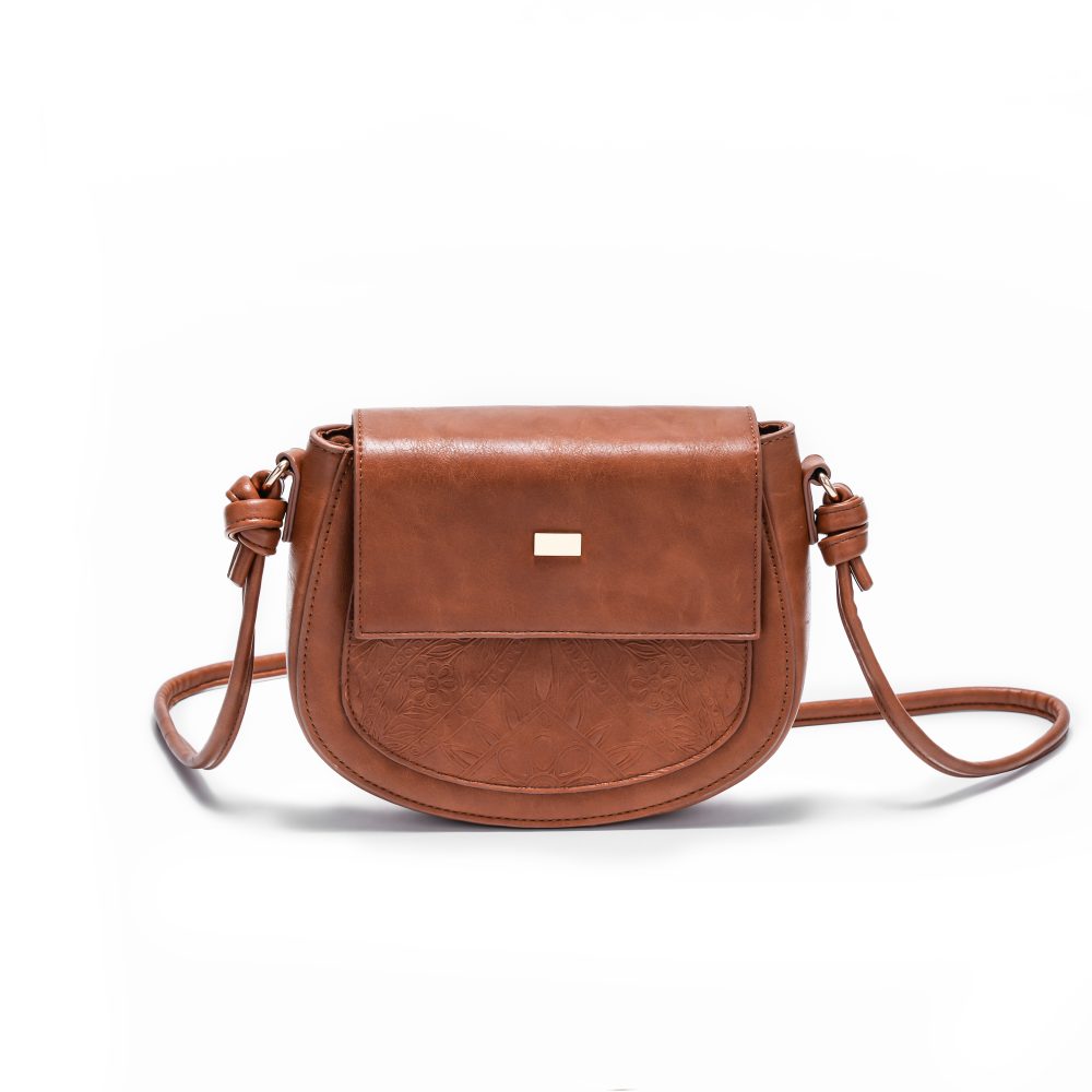 Brown Floral Embossed Saddle Bag Brown Floral Embossed Saddle Bag