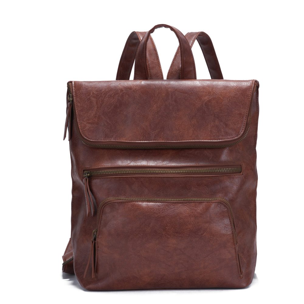 Brown Vintage Faux Leather Backpack