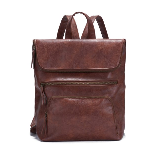Brown Vintage Faux Leather Backpack