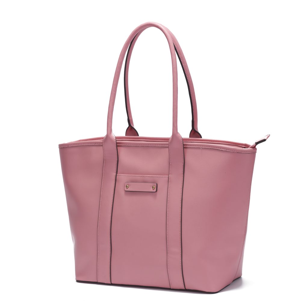 Elegant Pink Leather Tote Bag
