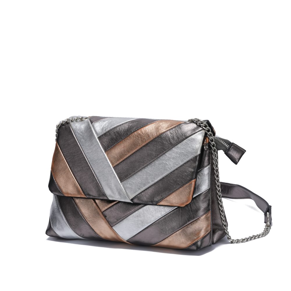 DSC00301 Metallic Quilted Chevron Flap Bag