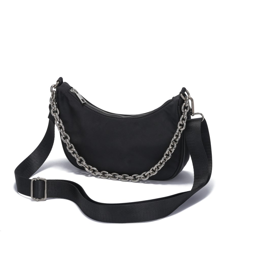 Black Nylon Crescent Chain Bag