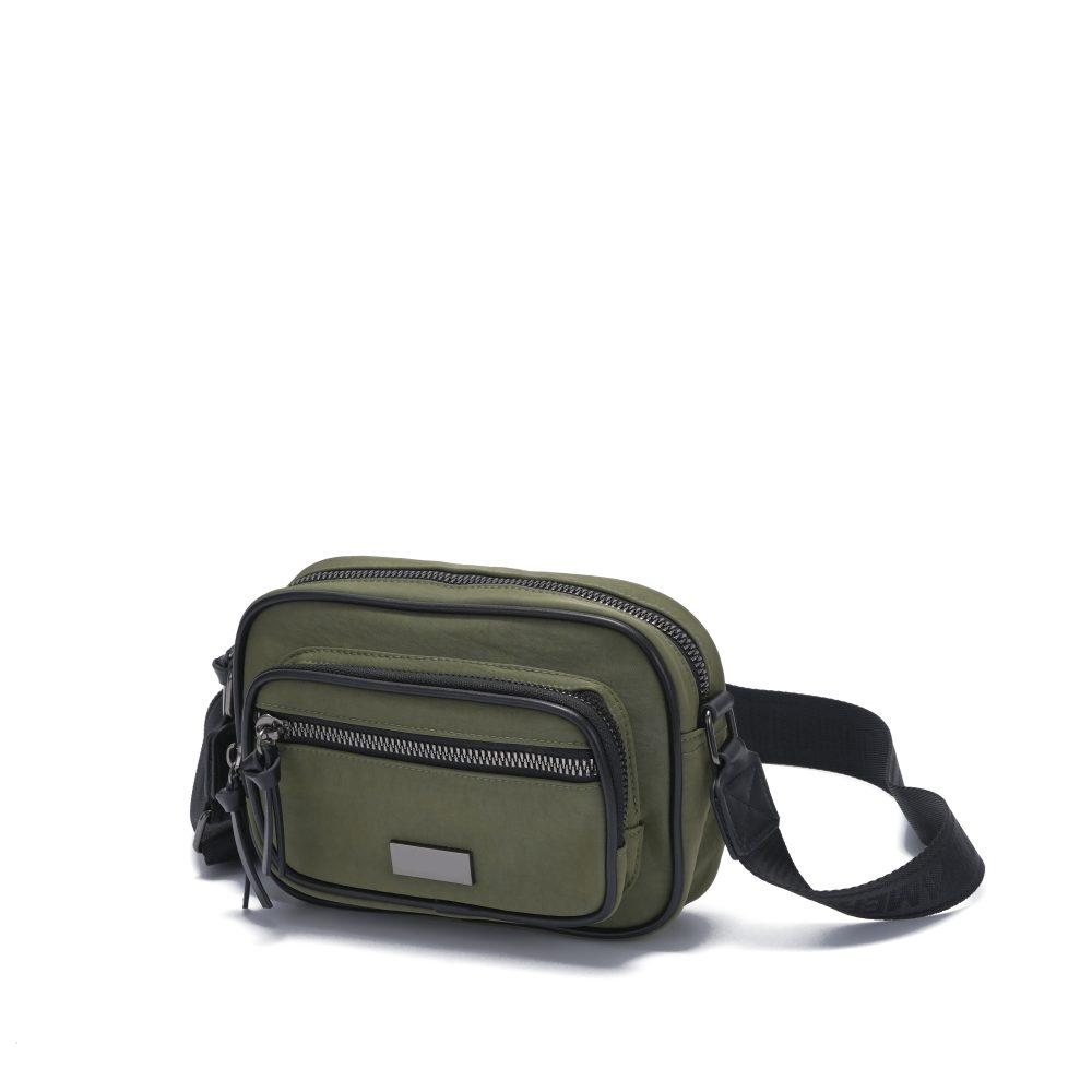 DSC00323 Olive Nylon Multi-Pocket Crossbody Bag