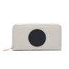 Beige Color Block Zip Wallet