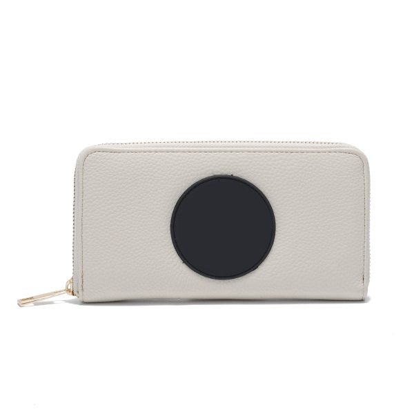 DSC00381 Beige Color Block Zip Wallet