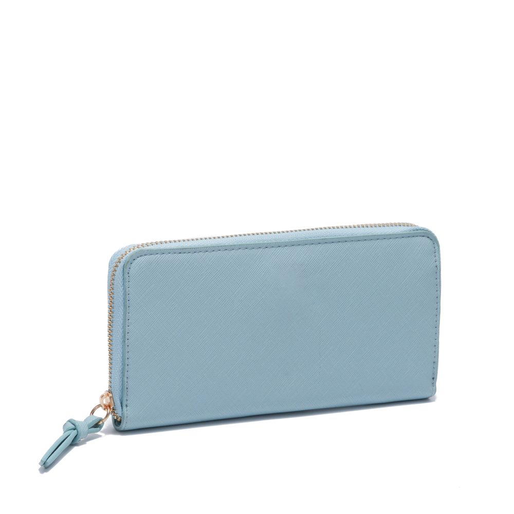 Blue Saffiano Zip Wallet