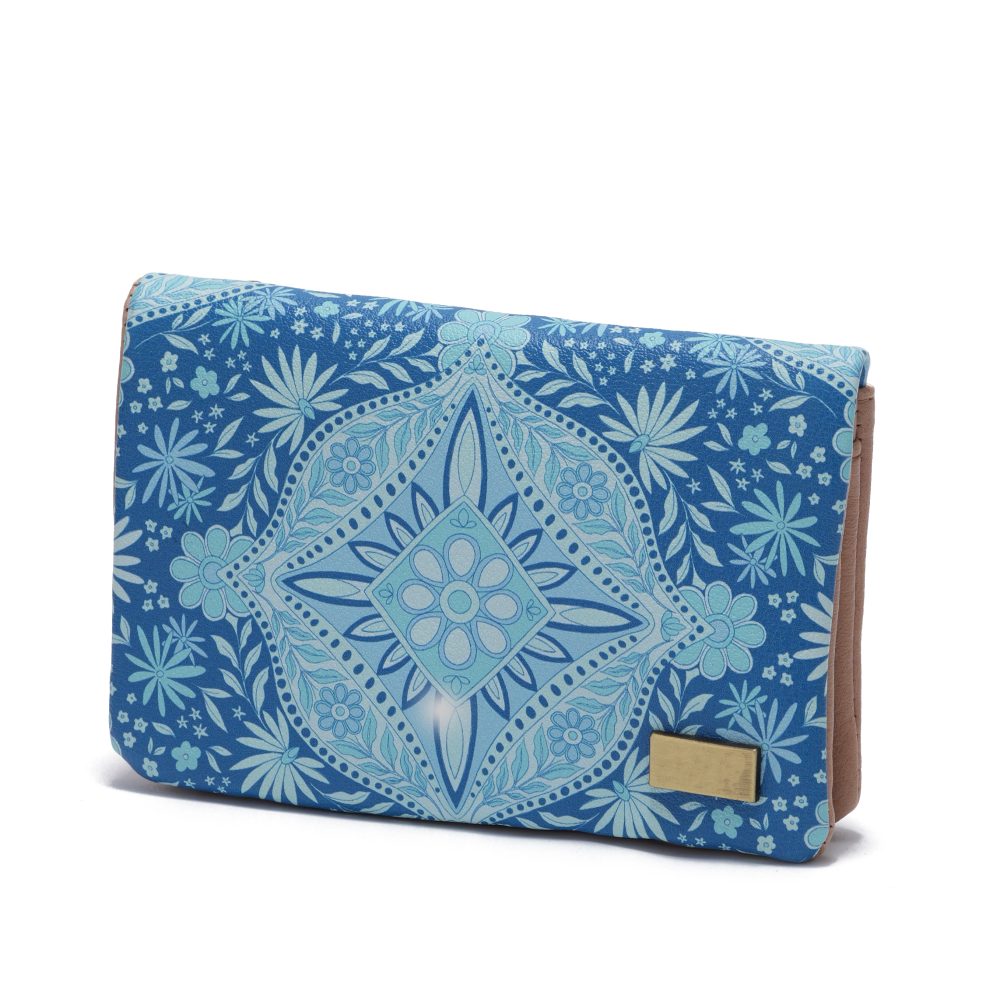DSC00422 Blue Tile Print Bifold Wallet