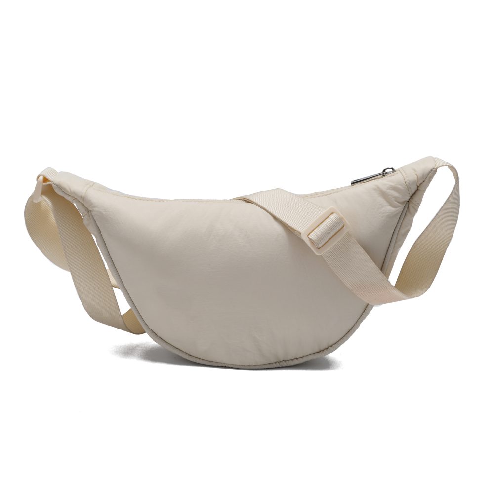 Beige Lightweight Puffy Casual Crescent Crossbody Bag