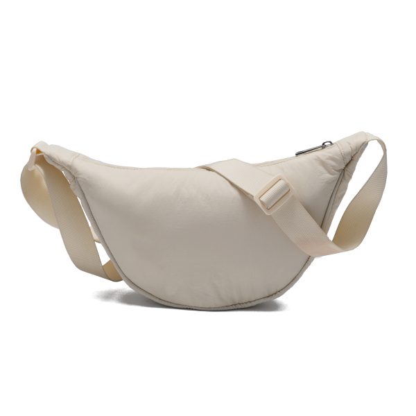 DSC00447 Beige Lightweight Puffy Casual Crescent Crossbody Bag
