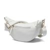 White Faux Leather Crescent Crossbody Bag