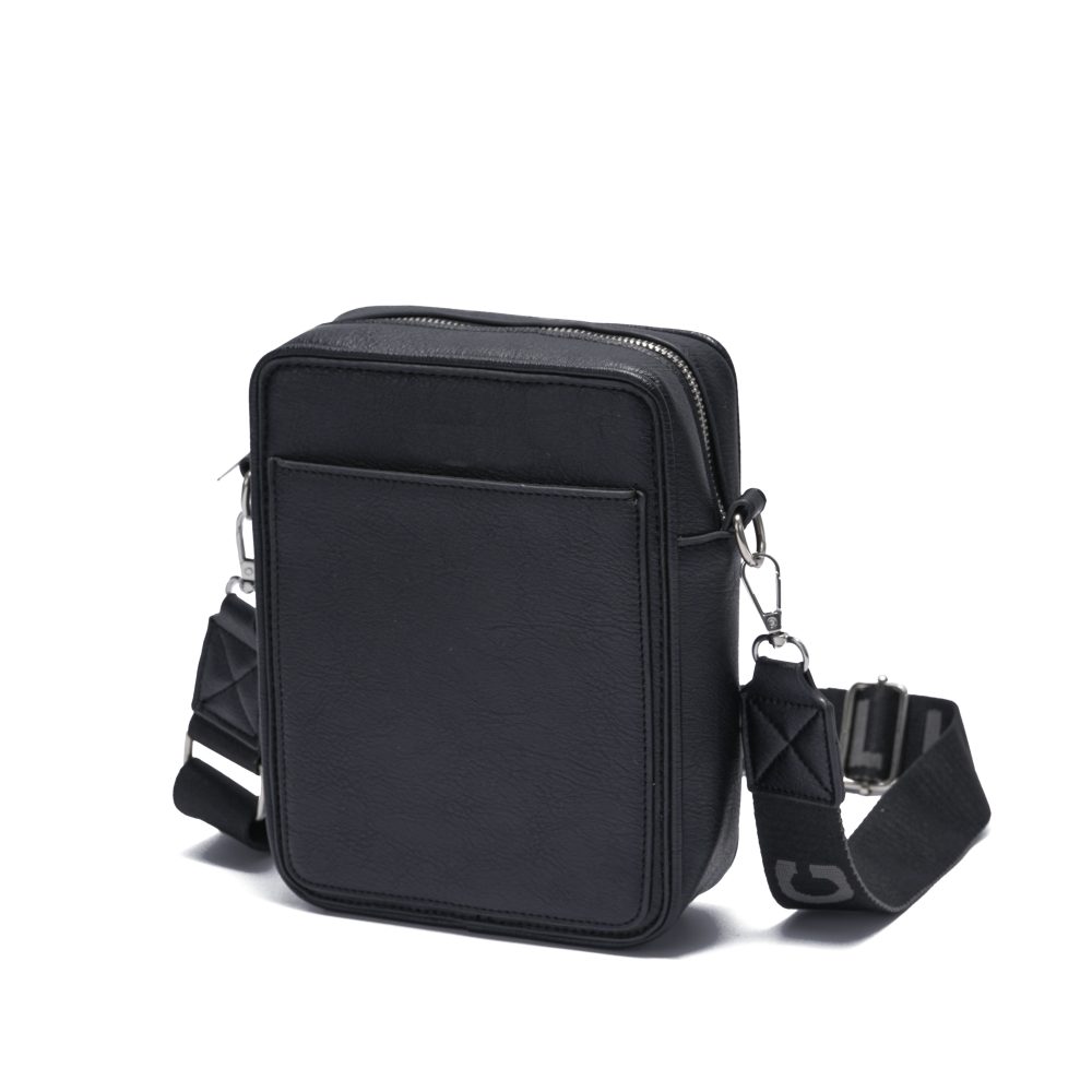 Black Faux Leather Men's Crossbody Bag