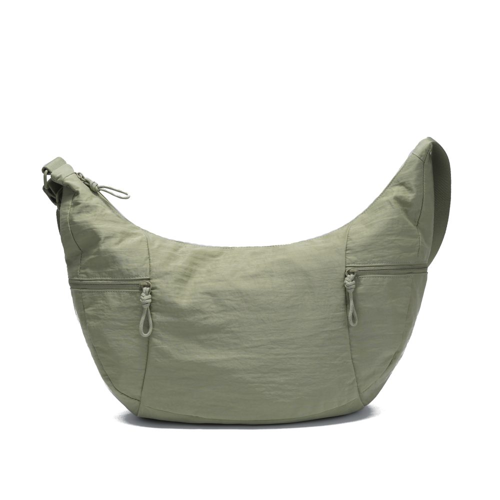 Green Lightweight Puffy Zipper Crescent Crossbody Bag
