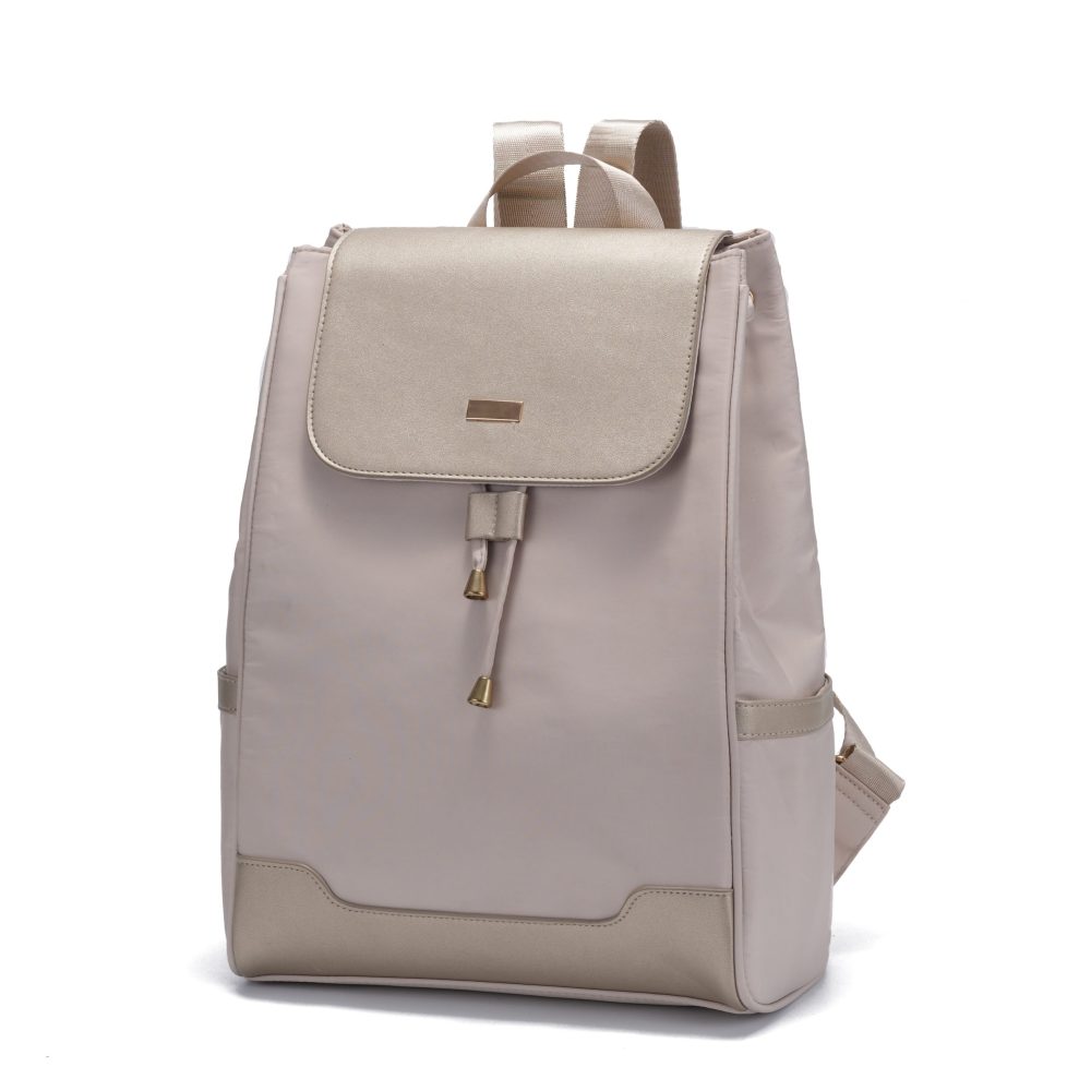 Beige Nylon & Leather  Backpack