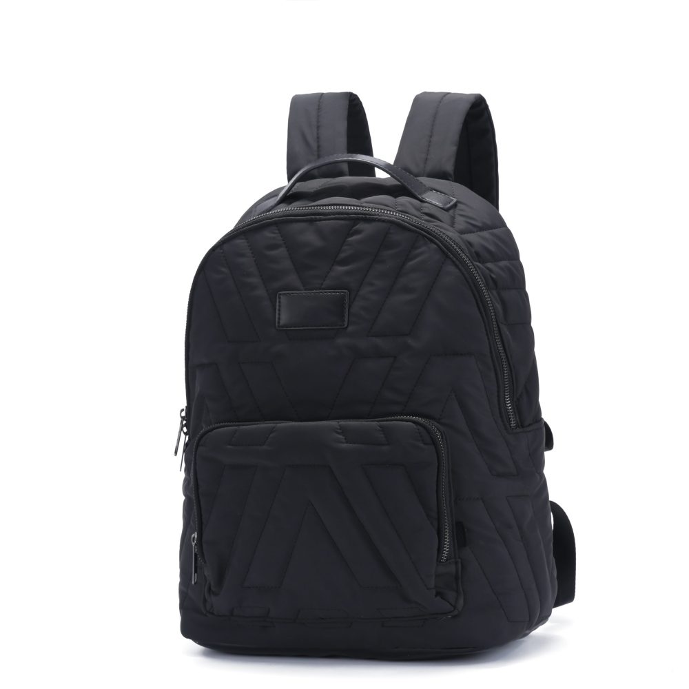 Black Quilted Lightweight Puffy Backpack