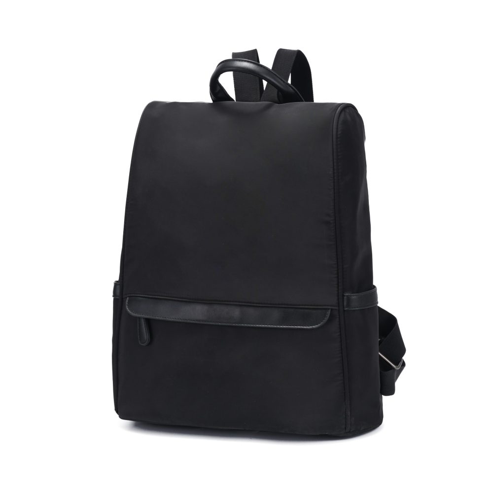 Minimalist Black Faux-Leather Backpack