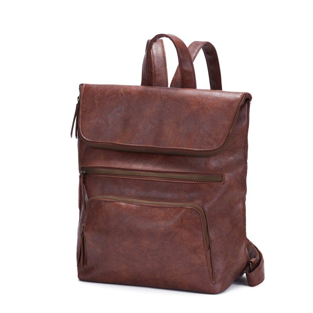 Brown Vintage Faux Leather Backpack