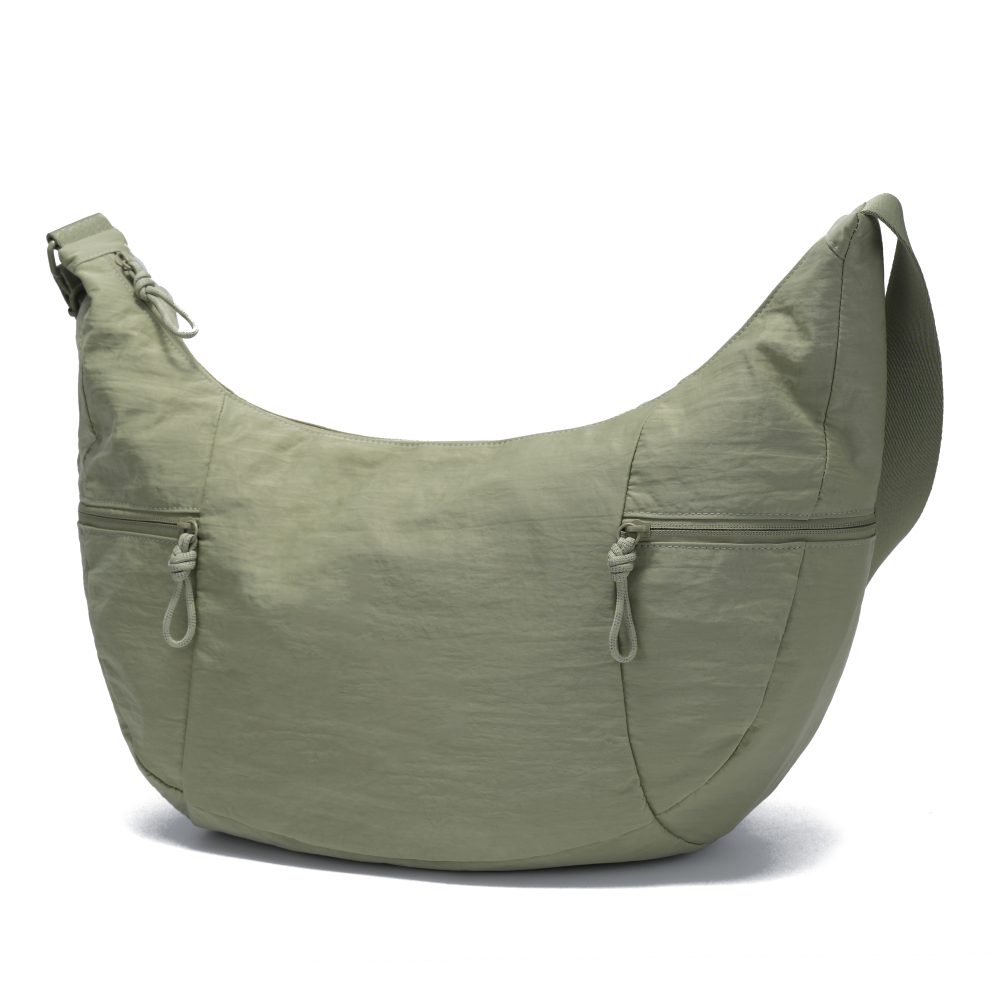 Green Lightweight Puffy Zipper Crescent Crossbody Bag