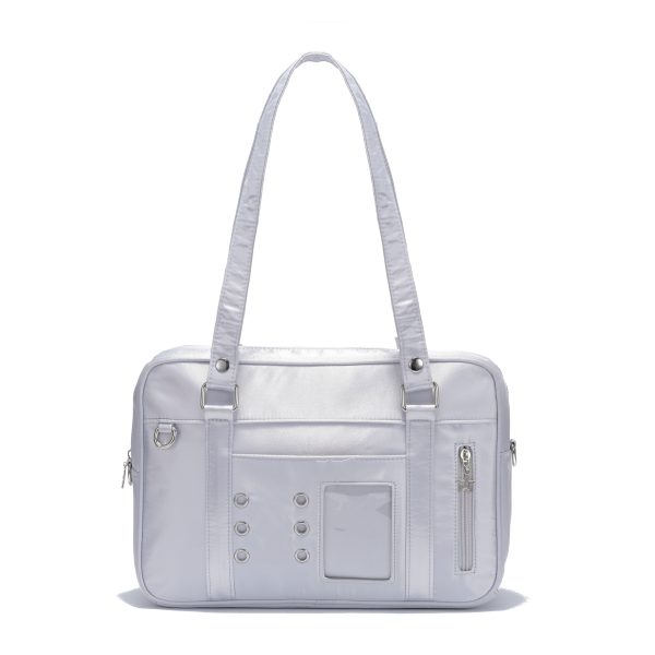 Japanese Style School Metallic Silver Tote Bag Japanese Style School Metallic Silver Tote Bag