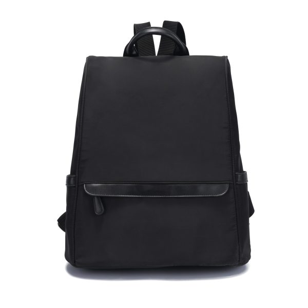 Minimalist Black Faux-Leather Backpack