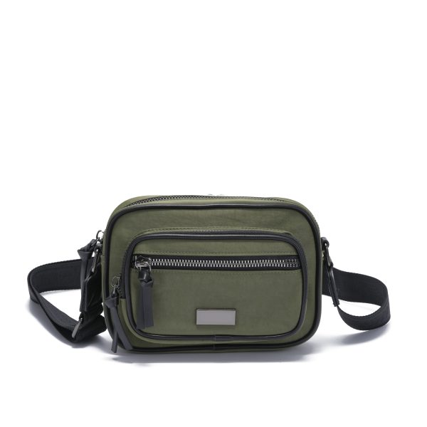 Olive Nylon Multi-Pocket Crossbody Bag