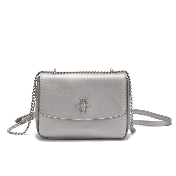 Shimmer Silver Bee Crossbody Bag
