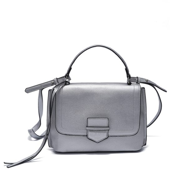 Silver Metallic Flap Handbag