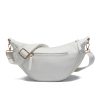 White Faux Leather Crescent Crossbody Bag