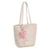 IMG_6076 Cream Perforated PU Tote Bag