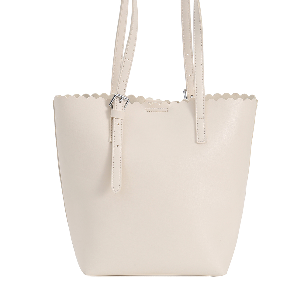 IMG_6078 Cream Perforated PU Tote Bag