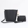 IMG_6089 Black Two Size PU Bucket Bag Set