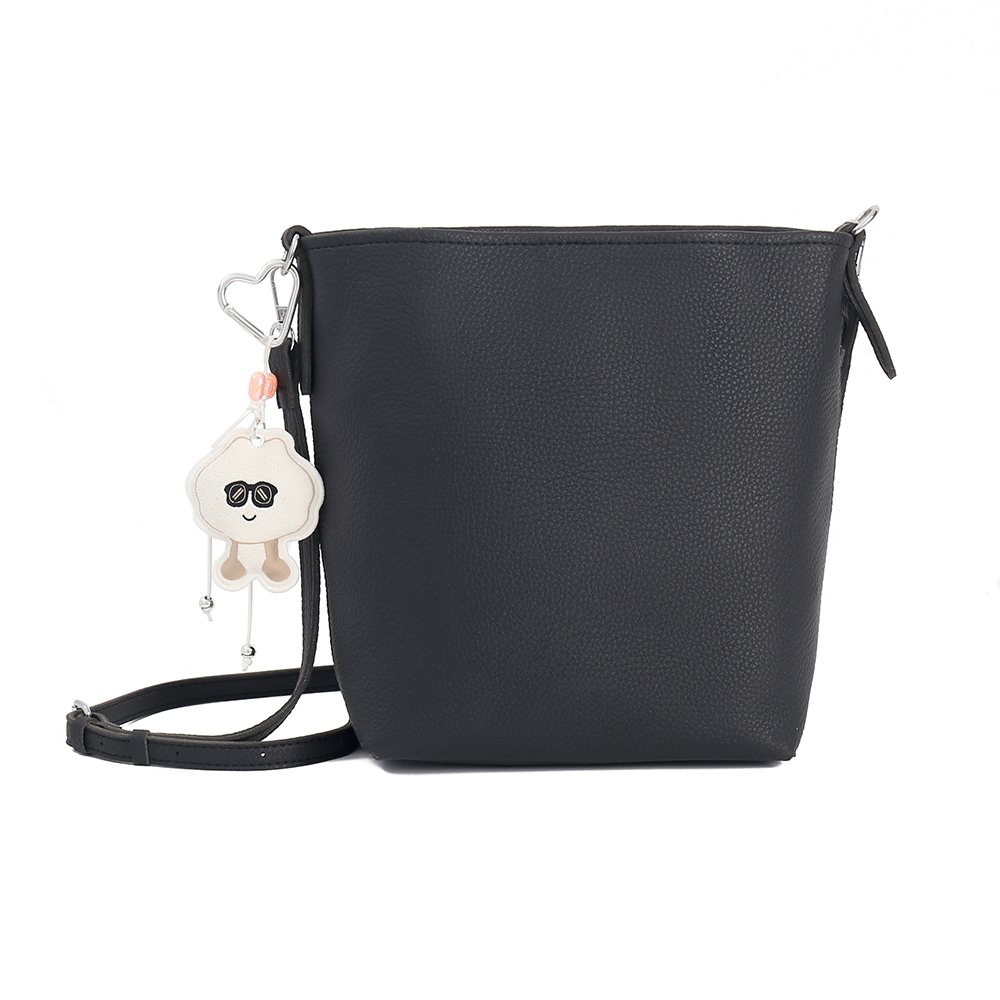 IMG_6093 Black Two Size PU Bucket Bag Set