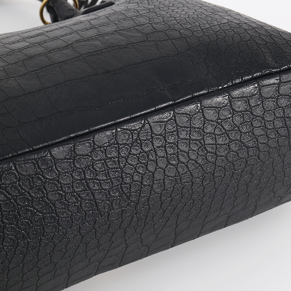 Black Croc Texture PU Tote Bag