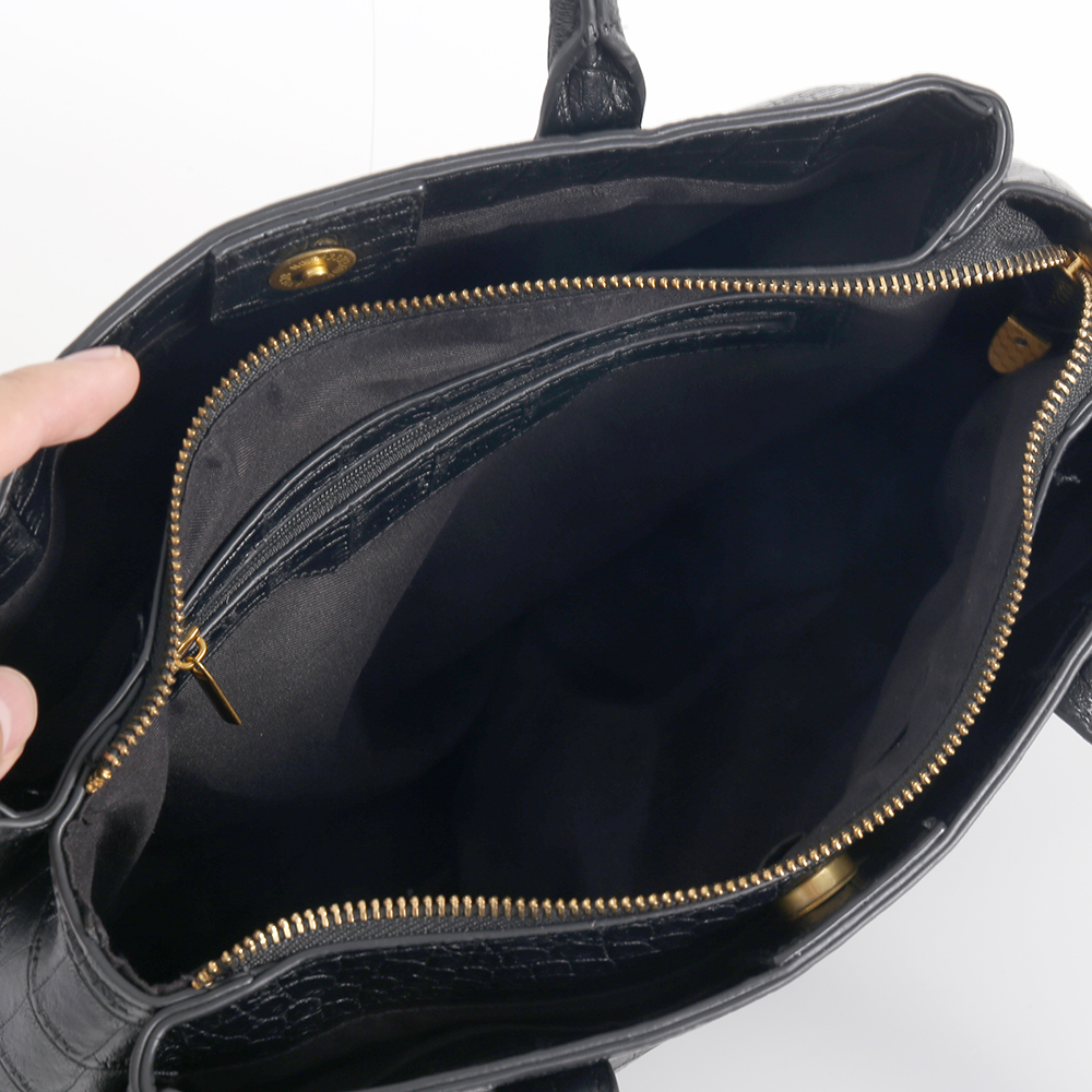 Black Croc Texture PU Tote Bag