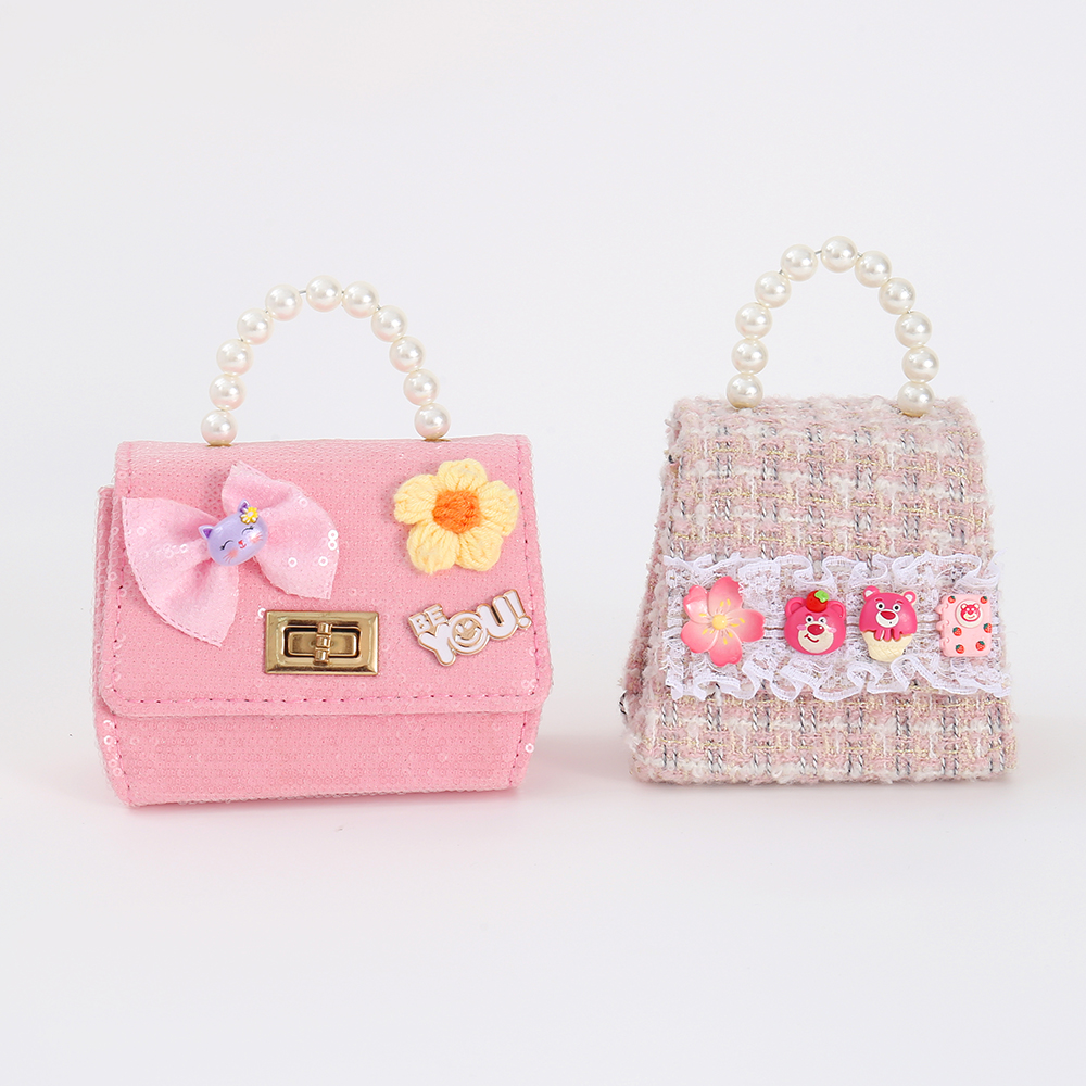 Pink Mini Knitted Chain Bag Set