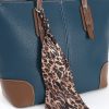 IMG_6161 Blue Contrast Trim PU Tote Bag