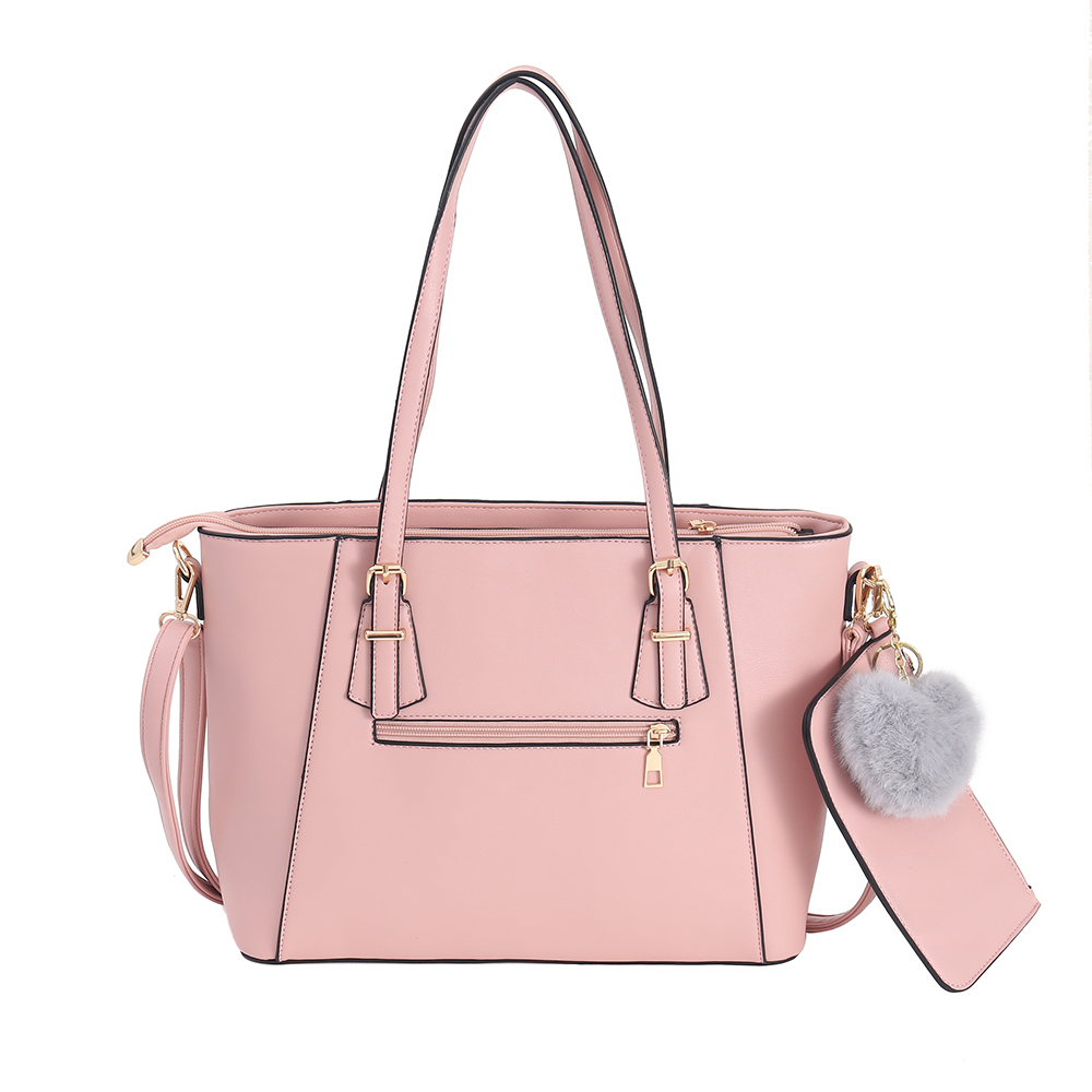 Pink Structured PU Tote Bag