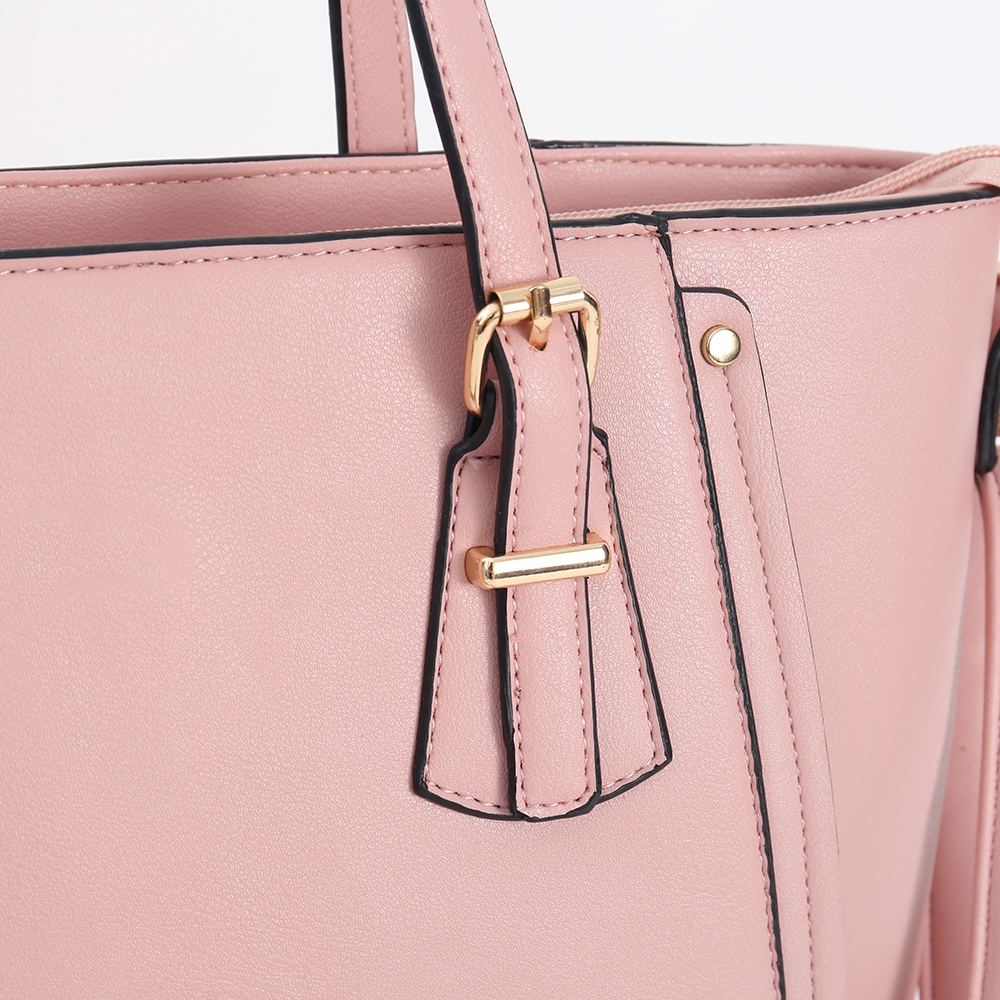 Pink Structured PU Tote Bag