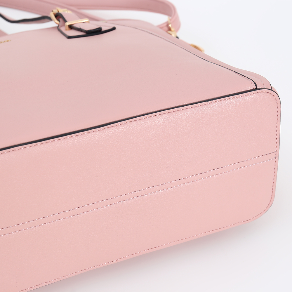 Pink Structured PU Tote Bag