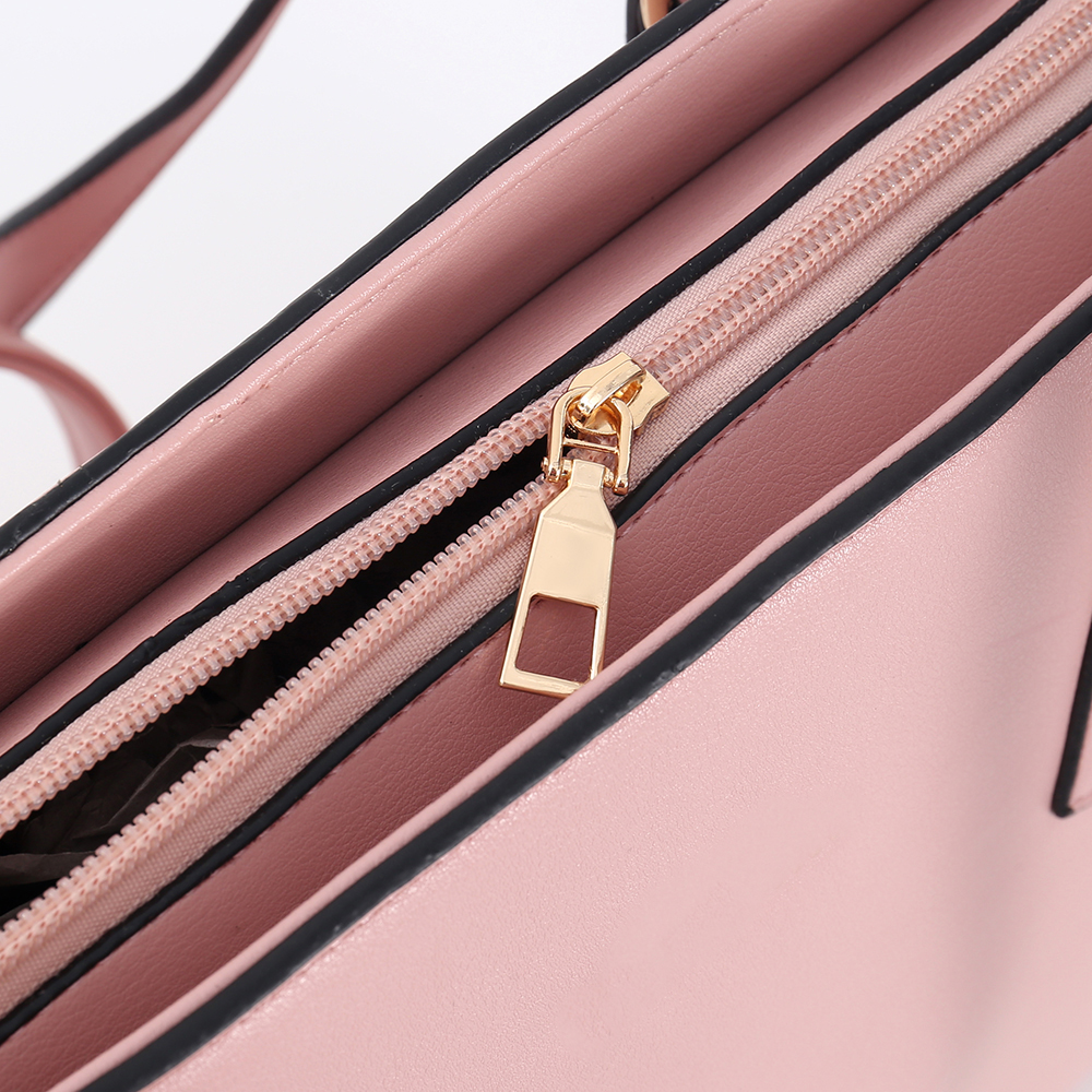 Pink Structured PU Tote Bag