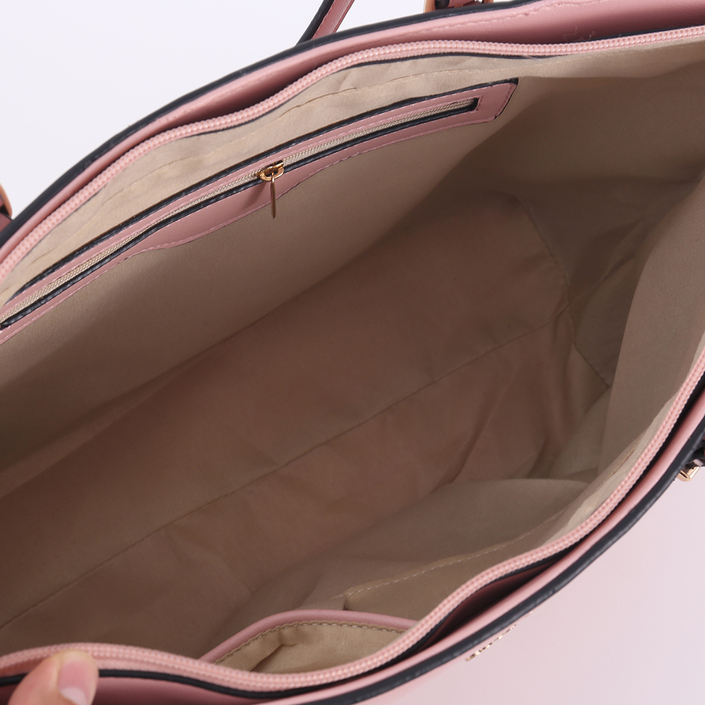Pink Structured PU Tote Bag